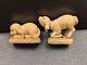 Set Of Two Small (approx. 3 In Wide) Anri Italy Nativity Lambs Signed Ferrandiz