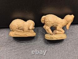 Set of Two small (approx. 3 in wide) Anri Italy Nativity Lambs signed Ferrandiz