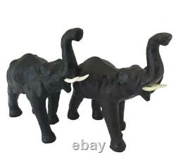 Set of two Leather Elephant Figurines, Elephant Figurine, Elephant Gift