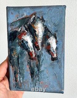 Set of two Oil Painting Abstract Original Collectible Horses Artwork Handpainted