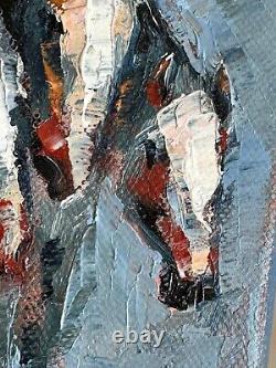 Set of two Oil Painting Abstract Original Collectible Horses Artwork Handpainted