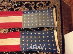 Set of two Vintage 92 x 15 BUNTING BANNERAMERICAN FLAG RED WHITE BLUE STARS