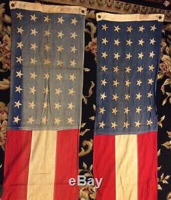 Set of two Vintage 92 x 15 BUNTING BANNERAMERICAN FLAG RED WHITE BLUE STARS