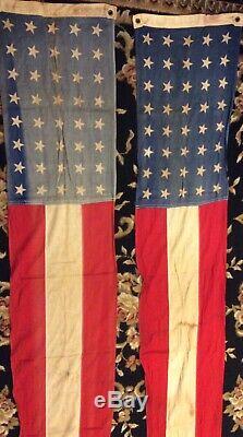 Set of two Vintage 92 x 15 BUNTING BANNERAMERICAN FLAG RED WHITE BLUE STARS