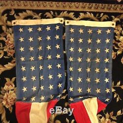 Set of two Vintage 92 x 15 BUNTING BANNERAMERICAN FLAG RED WHITE BLUE STARS