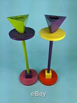 Set of two Vintage Memphis Candlesticks (Ettore Sottsass style)