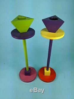 Set of two Vintage Memphis Candlesticks (Ettore Sottsass style)