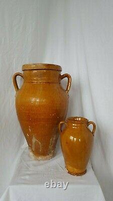 Set of two old Italian amphora shaped jars