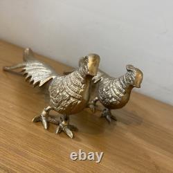Set of two vintage solid Brass pheasants
