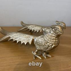Set of two vintage solid Brass pheasants