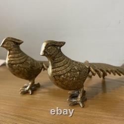 Set of two vintage solid Brass pheasants