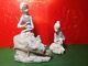 Set Two Lladro Figurines Girl With Lamb And Boy With Lamb