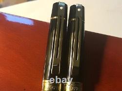 Sheaffer 300 Fountain & Ballpoint Pen Set, Black Lacquer/gold Trim, M Nib, Ex Con