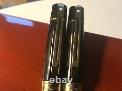 Sheaffer 300 Fountain & Ballpoint Pen Set, Black Lacquer/gold Trim, M Nib, Ex Con