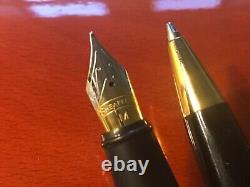 Sheaffer 300 Fountain & Ballpoint Pen Set, Black Lacquer/gold Trim, M Nib, Ex Con