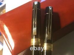 Sheaffer 300 Fountain & Ballpoint Pen Set, Black Lacquer/gold Trim, M Nib, Ex Con