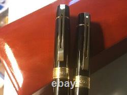 Sheaffer 300 Fountain & Ballpoint Pen Set, Black Lacquer/gold Trim, M Nib, Ex Con