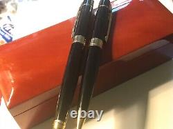 Sheaffer 300 Fountain & Ballpoint Pen Set, Black Lacquer/gold Trim, M Nib, Ex Con