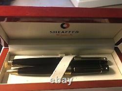 Sheaffer 300 Fountain & Ballpoint Pen Set, Black Lacquer/gold Trim, M Nib, Ex Con