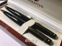 Sheaffer 300 Fountain & Ballpoint Pen Set, Black Lacquer/gold Trim, M Nib, Ex Con