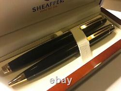 Sheaffer 300 Fountain & Ballpoint Pen Set, Black Lacquer/gold Trim, M Nib, Ex Con