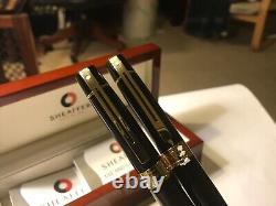 Sheaffer 300 Fountain & Ballpoint Pen Set, Black Lacquer/gold Trim, M Nib, Ex Con