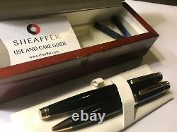 Sheaffer 300 Fountain & Ballpoint Pen Set, Black Lacquer/gold Trim, M Nib, Ex Con