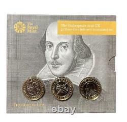 Simply Coins 2016 SHAKESPEARE 3 Coin SET TWO 2 POUND coin ROYAL MINT PACK