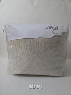 Sky Beige Woven Mums King Duvet Cover and Shams Set