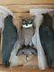 Soules & Swisher Two Faced Paper Mache Owl Crow Decoy Set Kit 1940's With Box