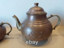 Soviet kitchenware set. Two teapots and two pots. Cookware