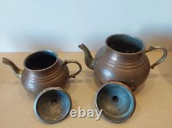 Soviet kitchenware set. Two teapots and two pots. Cookware