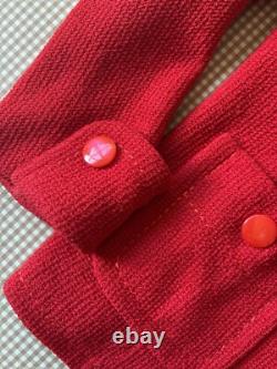 St. John 2Pc Skirt Suit sz 6 Red Knit Blazer Jacket & Skirt Set. Quiet Luxury