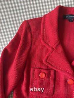 St. John 2Pc Skirt Suit sz 6 Red Knit Blazer Jacket & Skirt Set. Quiet Luxury