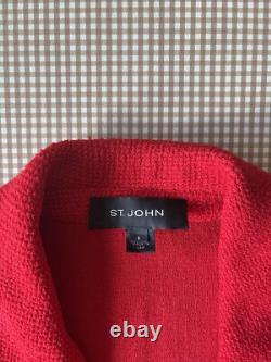 St. John 2Pc Skirt Suit sz 6 Red Knit Blazer Jacket & Skirt Set. Quiet Luxury
