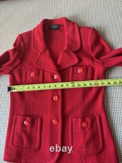 St. John 2Pc Skirt Suit sz 6 Red Knit Blazer Jacket & Skirt Set. Quiet Luxury