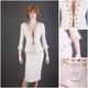 St. John Collection Textured Knit 2 Pc Suit, Jacket+skirt, Ivory, Size 12, Chic