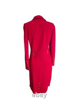 St. John Collection 2 Piece Knit Suit Set Jacket Skirt RED Size 6