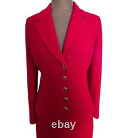 St. John Collection 2 Piece Knit Suit Set Jacket Skirt RED Size 6
