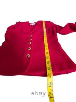 St. John Collection 2 Piece Knit Suit Set Jacket Skirt RED Size 6
