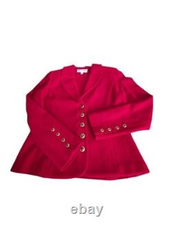 St. John Collection 2 Piece Knit Suit Set Jacket Skirt RED Size 6
