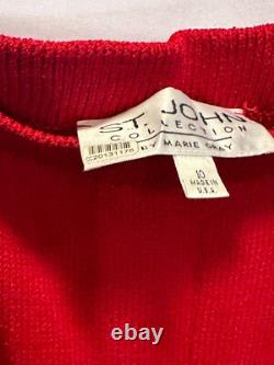 St. John Collection 2 Piece Red And Black Pants & Jacket Set, Size Medium