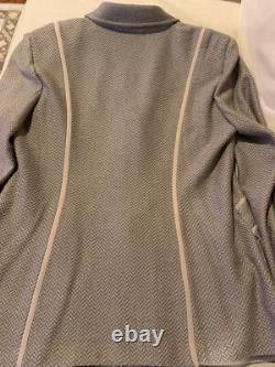 St John Collection 2-pc Suit Taupe Chevron Knit Jacket and Skirt, Size 12