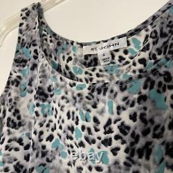 St. John Collection 2 piece tweed jacket silk shell tank leopard print set sz 6