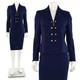 St John Collection 2pc Navy Skirt Suit Sz 4 Navy Blue Textured Jacket Skirt Set