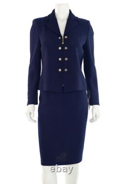 St John Collection 2Pc Navy Skirt Suit sz 4 Navy Blue Textured Jacket Skirt Set