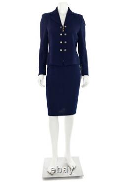 St John Collection 2Pc Navy Skirt Suit sz 4 Navy Blue Textured Jacket Skirt Set