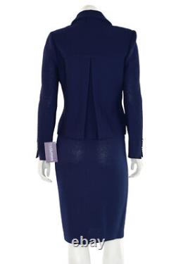 St John Collection 2Pc Navy Skirt Suit sz 4 Navy Blue Textured Jacket Skirt Set