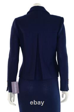 St John Collection 2Pc Navy Skirt Suit sz 4 Navy Blue Textured Jacket Skirt Set