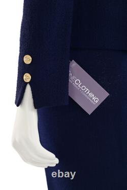 St John Collection 2Pc Navy Skirt Suit sz 4 Navy Blue Textured Jacket Skirt Set